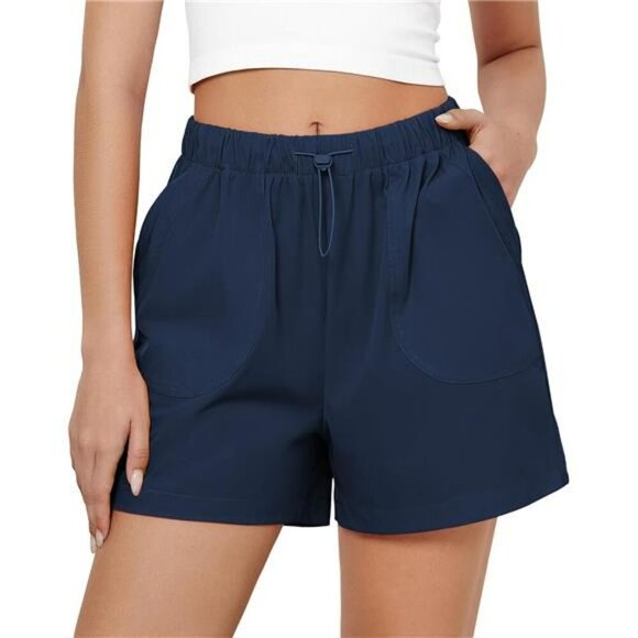 Womens High Waisted Athletic Shorts Quick Dry Running Hiking Gym With Pockets - Picture 1 of 7